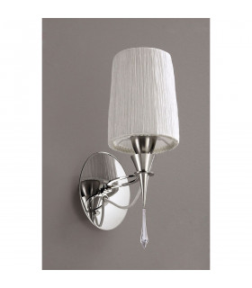 Lucca Wall Lamp Switched 1 Light E27 Polished Chrome With White Shade & Clear Crystal-2