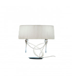 Lucca Table Lamp 2 Light E27 Small Polished Chrome With White Shade & Clear Crystal-1