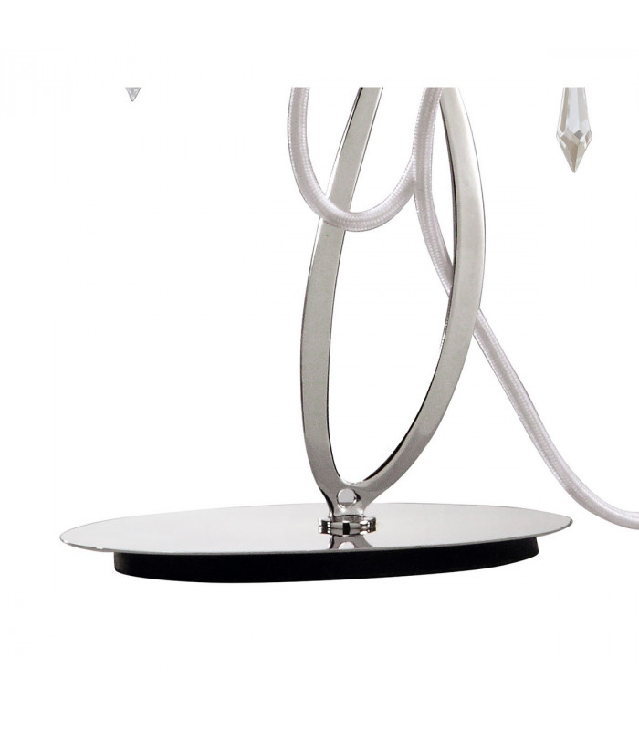 Lucca Table Lamp 2 Light E27 Polished Chrome With White Shades & Clear Crystal-4