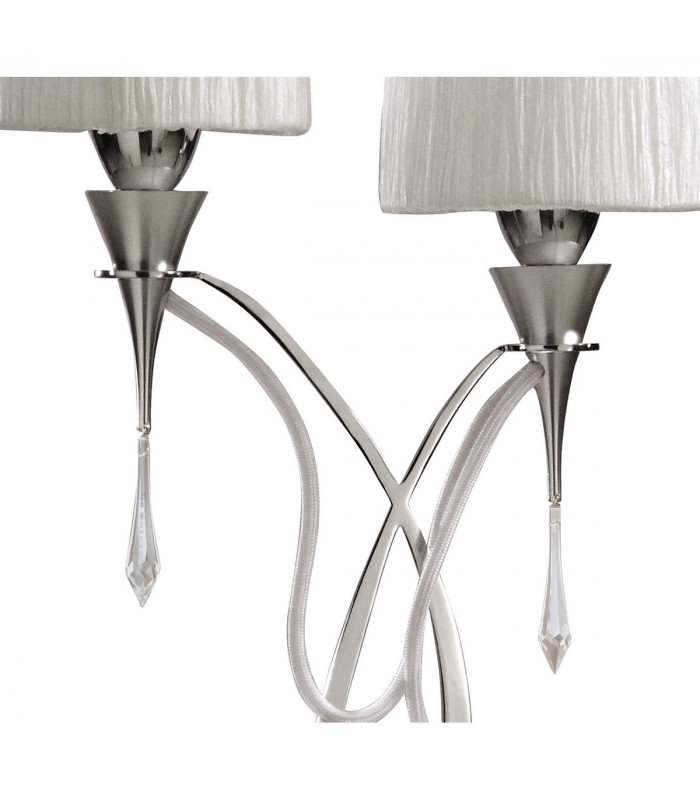Lucca Table Lamp 2 Light E27 Polished Chrome With White Shades & Clear Crystal-5