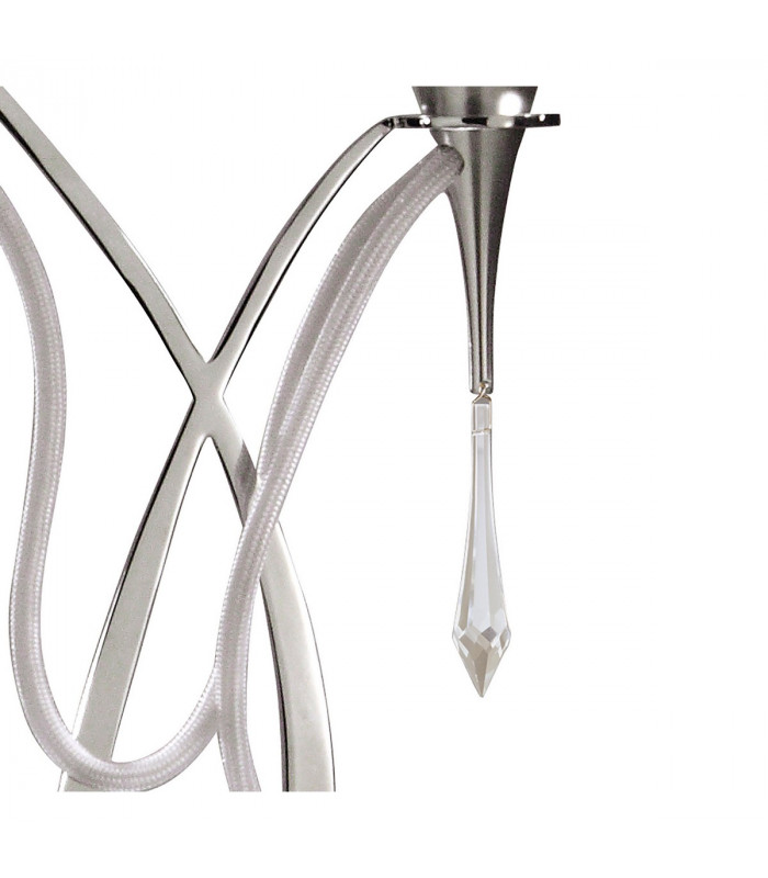 Lucca Table Lamp 2 Light E27 Polished Chrome With White Shades & Clear Crystal-7