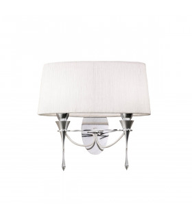 Lucca Wall Lamp Switched 2 Light E27, Polished Chrome With White Shade & Clear Crystal