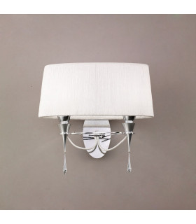 Lucca Wall Lamp Switched 2 Light E27, Polished Chrome With White Shade & Clear Crystal