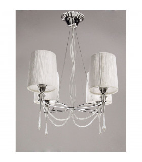 Lucca Pendant 4 Light E27 Polished Chrome With White Shades & Clear Crystal-2
