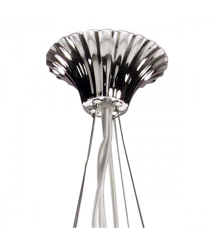 Lucca Pendant 4 Light E27 Polished Chrome With White Shades & Clear Crystal-5