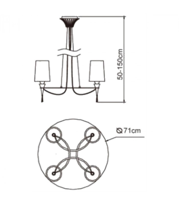Lucca Pendant 4 Light E27 Polished Chrome With White Shades & Clear Crystal-10