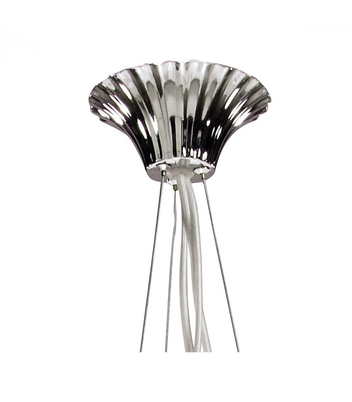 Lucca Pendant 3 Light E27 Polished Chrome With White Shades & Clear Crystal-4