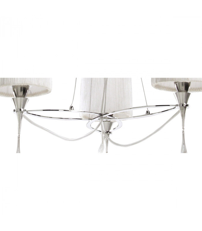 Lucca Pendant 3 Light E27 Polished Chrome With White Shades & Clear Crystal-5