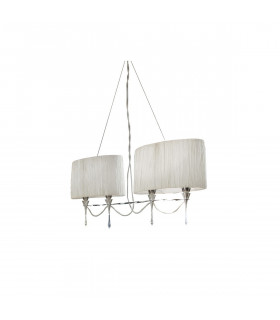 Lucca Linear Pendant 2 Arm 4 Light E27 Line Polished Chrome With White Shades & Clear Crystal-1