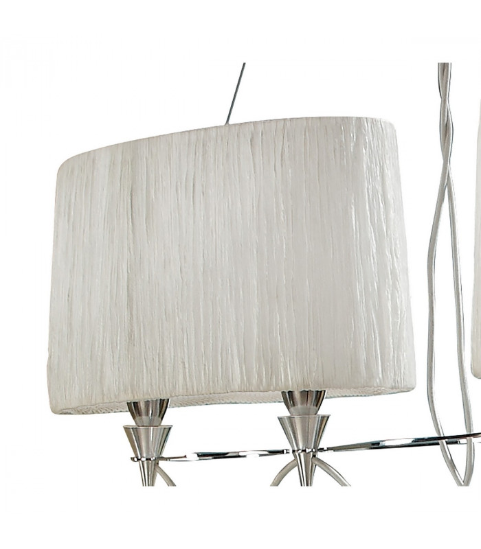 Lucca Linear Pendant 2 Arm 4 Light E27 Line Polished Chrome With White Shades & Clear Crystal-4