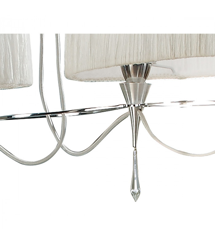 Lucca Linear Pendant 2 Arm 4 Light E27 Line Polished Chrome With White Shades & Clear Crystal-6