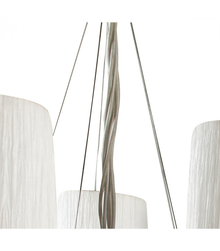Lucca Pendant 5 Light E27, Polished Chrome With White Shades & Clear Crystal
