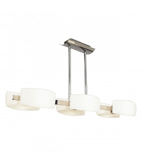 Lupa Rectangular Telescopic Pendant Bar 6 Light G9 Polished Chrome/Frosted White Glass-1