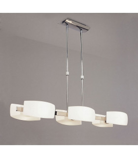 Lupa Rectangular Telescopic Pendant Bar 6 Light G9 Polished Chrome/Frosted White Glass-2