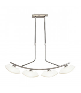 Lupa Telescopic Pendant Curved Linear Bar 4 Light G9 Polished Chrome/Frosted White Glass-1