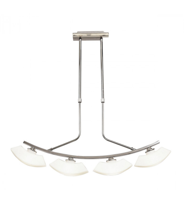 Lupa Telescopic Pendant Curved Linear Bar 4 Light G9 Polished Chrome/Frosted White Glass-1