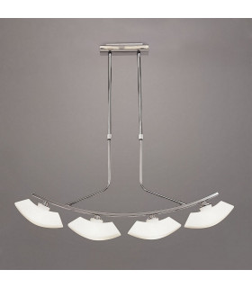 Lupa Telescopic Pendant Curved Linear Bar 4 Light G9 Polished Chrome/Frosted White Glass-2