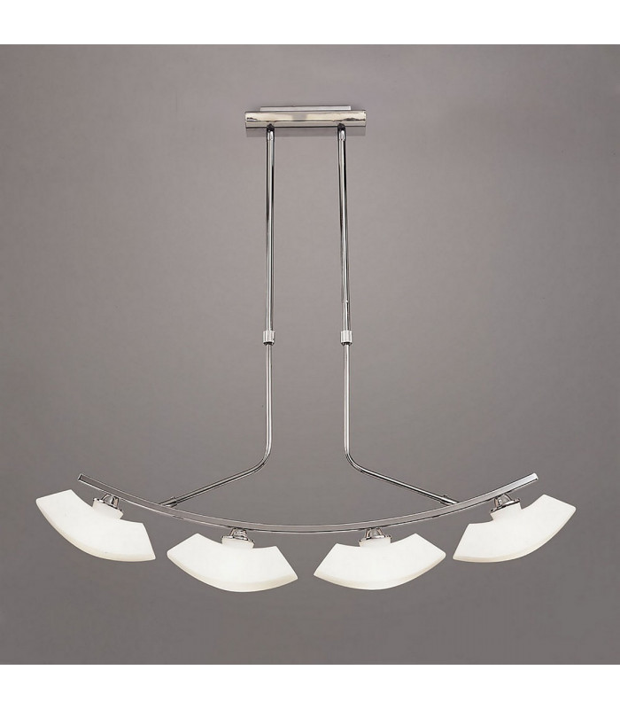 Lupa Telescopic Pendant Curved Linear Bar 4 Light G9 Polished Chrome/Frosted White Glass-2