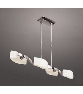 Lupa Telescopic Pendant Linear Bar 4 Light G9 Polished Chrome/Frosted White Glass-2