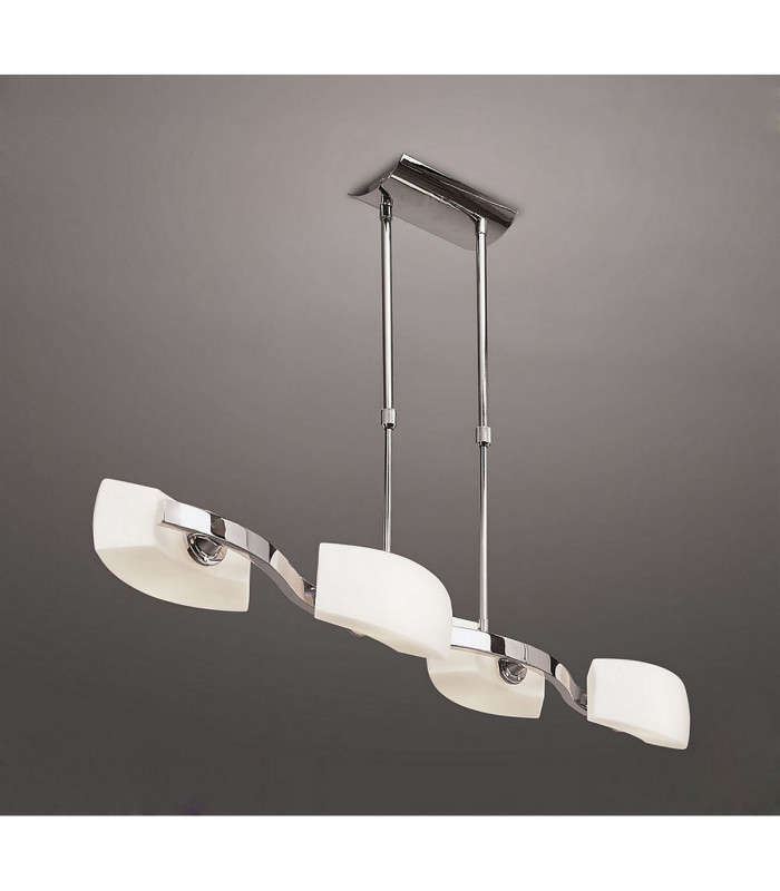 Lupa Telescopic Pendant Linear Bar 4 Light G9 Polished Chrome/Frosted White Glass-2