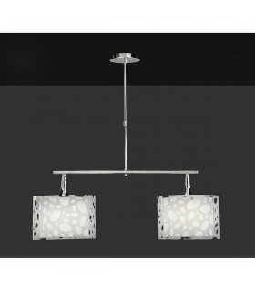 Lupin Linear Pendant 2 Light E27 Line Large, Gloss White, White Acrylic, Polished Chrome, CFL Lamps INCLUDED