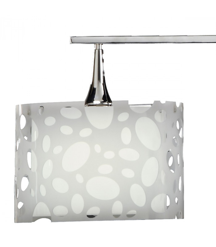 Lupin Linear Pendant 2 Light E27 Line Large, Gloss White, White Acrylic, Polished Chrome, CFL Lamps INCLUDED