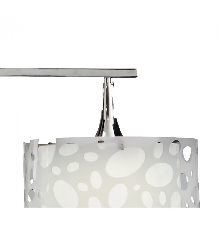 Lupin Linear Pendant 2 Light E27 Line Large, Gloss White, White Acrylic, Polished Chrome, CFL Lamps INCLUDED