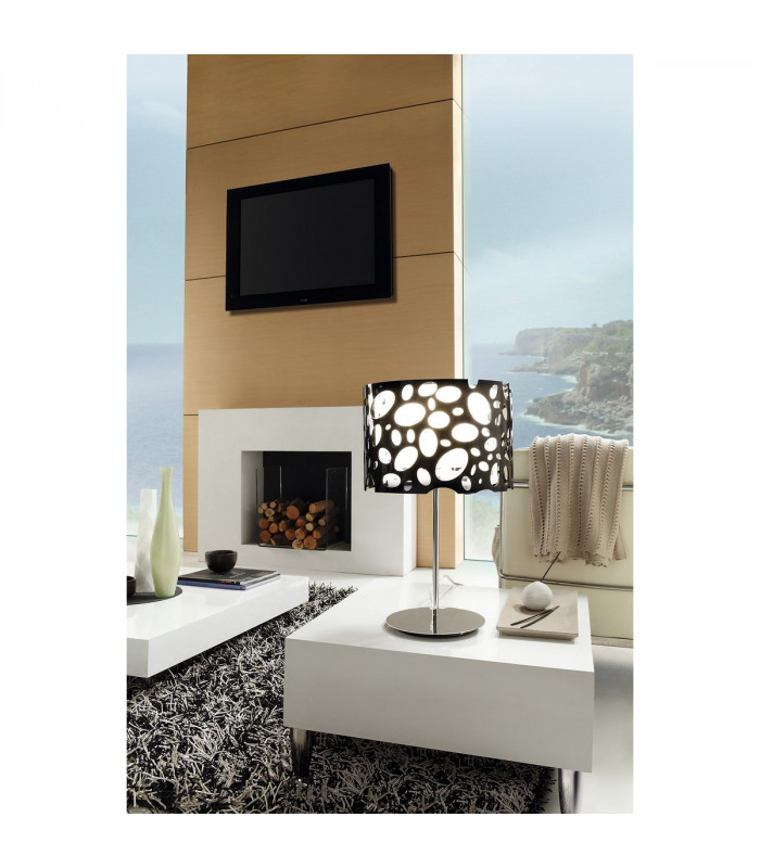 Lupin Linear Pendant 2 Light E27, Gloss Black, White Acrylic, Polished Chrome, CFL Lamps INCLUDED