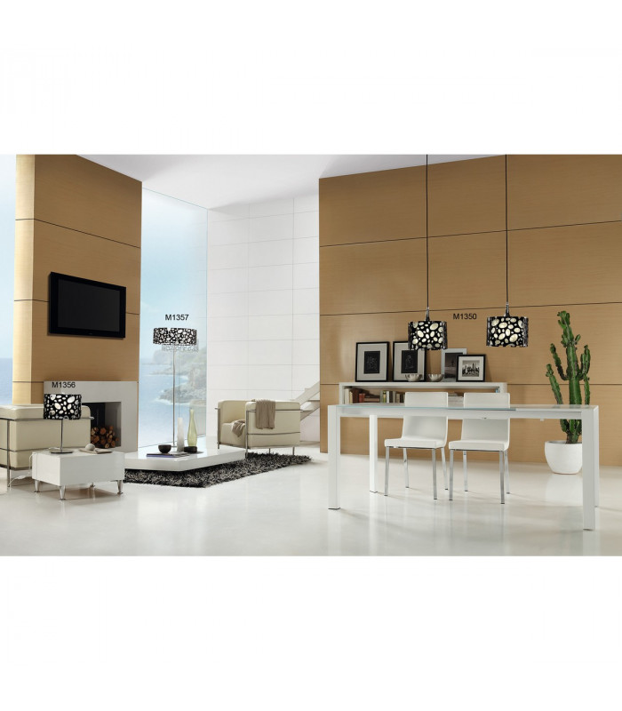 Lupin Linear Pendant 2 Light E27, Gloss Black, White Acrylic, Polished Chrome, CFL Lamps INCLUDED