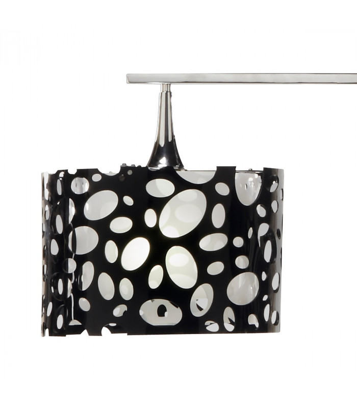 Lupin Linear Pendant 2 Light E27, Gloss Black, White Acrylic, Polished Chrome, CFL Lamps INCLUDED