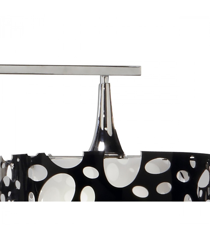 Lupin Linear Pendant 2 Light E27, Gloss Black, White Acrylic, Polished Chrome, CFL Lamps INCLUDED