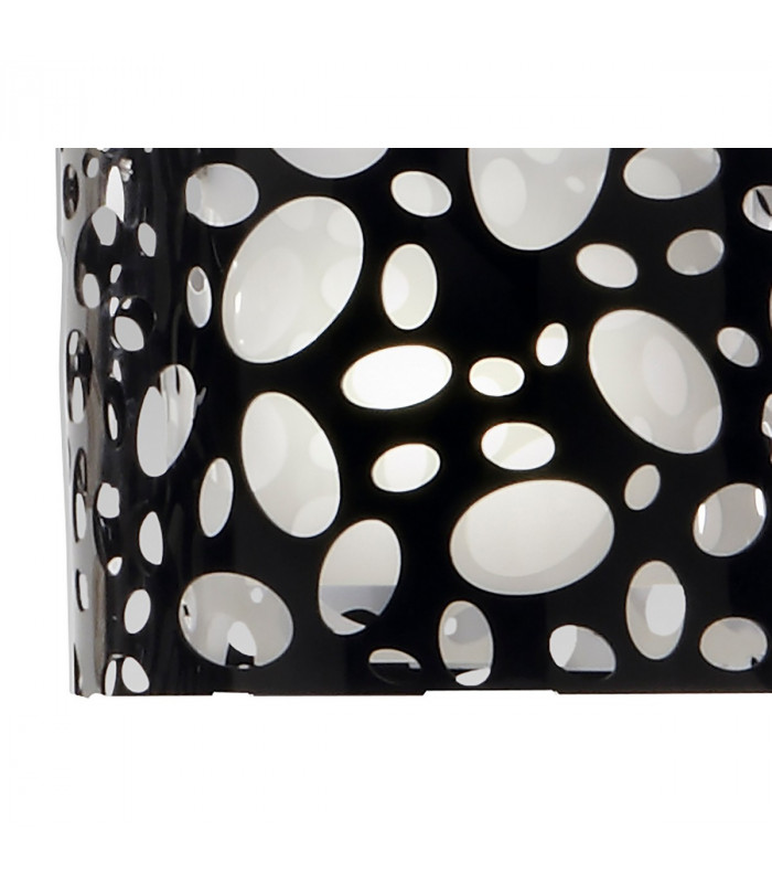 Lupin Linear Pendant 2 Light E27, Gloss Black, White Acrylic, Polished Chrome, CFL Lamps INCLUDED