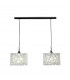 Lupin Linear Pendant 2 Light E27 Line, Gloss White/White Acrylic/Polished Chrome, CFL Lamps INCLUDED