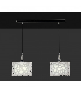 Lupin Linear Pendant 2 Light E27 Line, Gloss White/White Acrylic/Polished Chrome, CFL Lamps INCLUDED