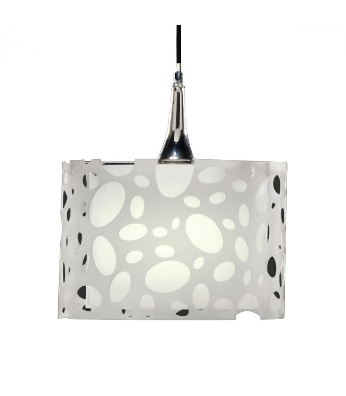 Lupin Linear Pendant 2 Light E27 Line, Gloss White/White Acrylic/Polished Chrome, CFL Lamps INCLUDED