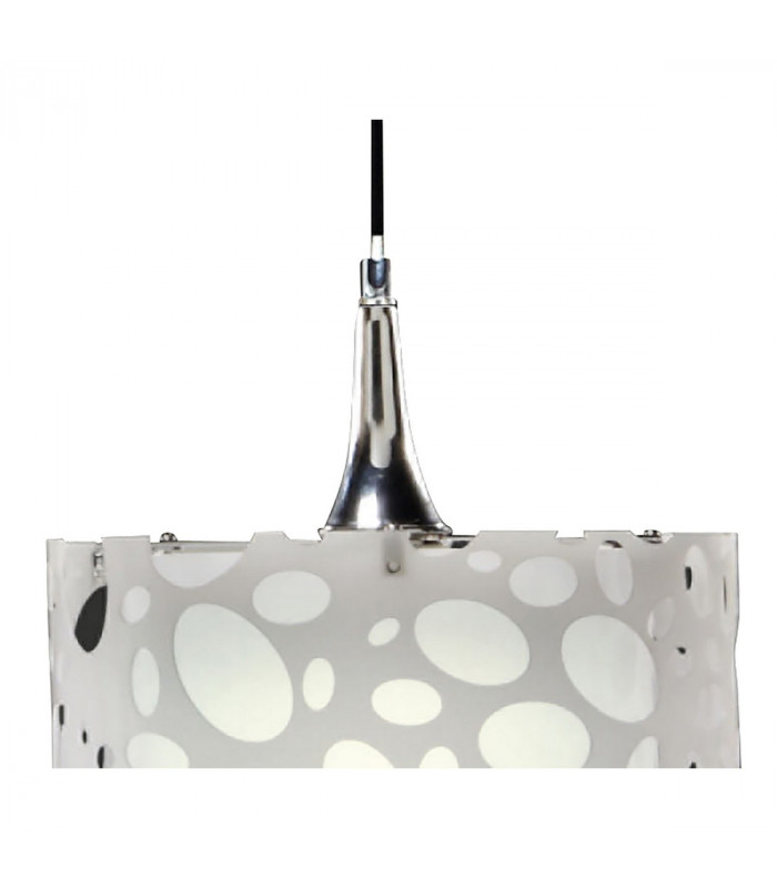 Lupin Linear Pendant 2 Light E27 Line, Gloss White/White Acrylic/Polished Chrome, CFL Lamps INCLUDED
