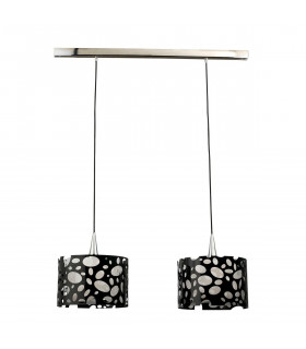 Lupin Linear Pendant 2 Light E27 Line, Gloss Black/White Acrylic/Polished Chrome, CFL Lamps INCLUDED