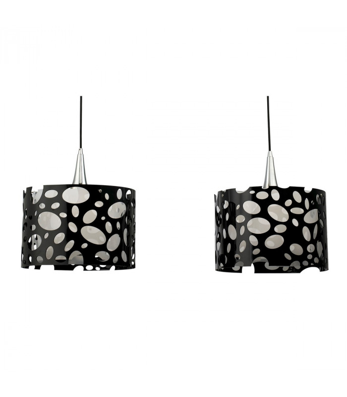 Lupin Linear Pendant 2 Light E27 Line, Gloss Black/White Acrylic/Polished Chrome, CFL Lamps INCLUDED