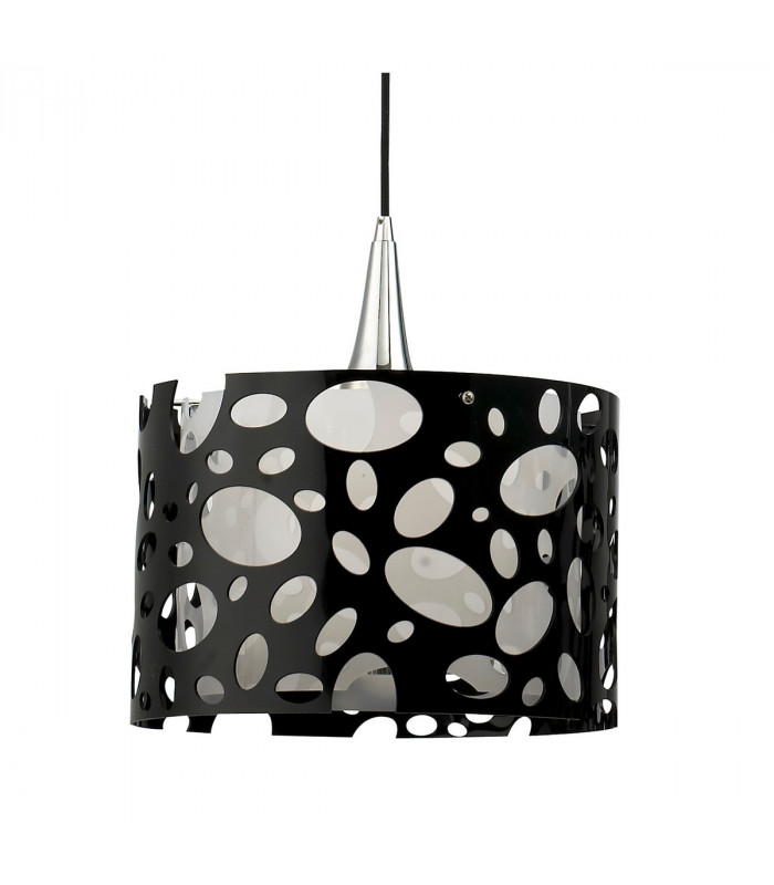 Lupin Linear Pendant 2 Light E27 Line, Gloss Black/White Acrylic/Polished Chrome, CFL Lamps INCLUDED