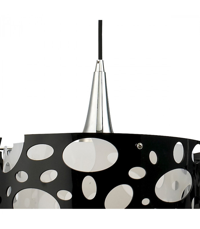 Lupin Linear Pendant 2 Light E27 Line, Gloss Black/White Acrylic/Polished Chrome, CFL Lamps INCLUDED