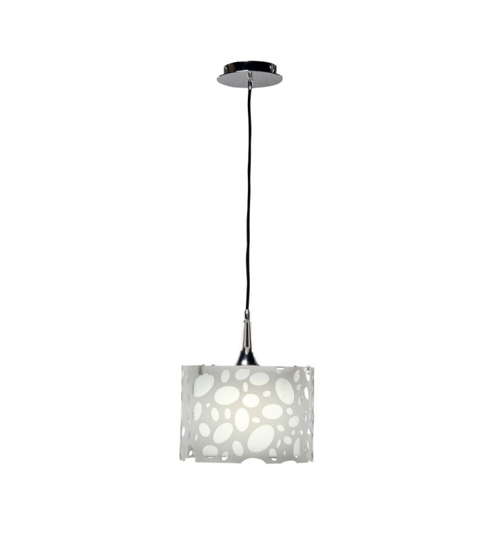Lupin Pendant 1 Light E27 Gloss White/White Acrylic/Polished Chrome CFL Lamps INCLUDED-1
