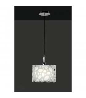 Lupin Pendant 1 Light E27 Gloss White/White Acrylic/Polished Chrome CFL Lamps INCLUDED-2