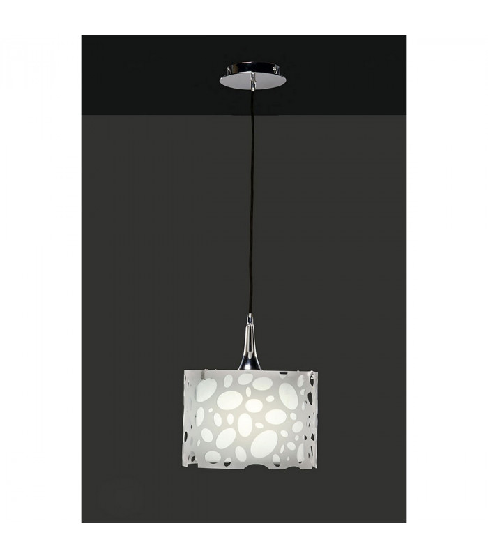 Lupin Pendant 1 Light E27 Gloss White/White Acrylic/Polished Chrome CFL Lamps INCLUDED-2