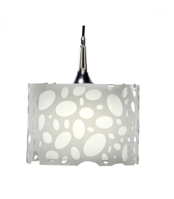 Lupin Pendant 1 Light E27 Gloss White/White Acrylic/Polished Chrome CFL Lamps INCLUDED-8