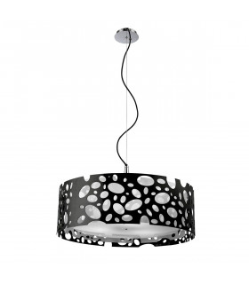Lupin Pendant 4 Light E27, Gloss Black/White Acrylic/Polished Chrome, CFL Lamps INCLUDED