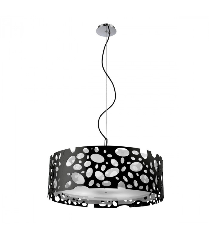 Lupin Pendant 4 Light E27, Gloss Black/White Acrylic/Polished Chrome, CFL Lamps INCLUDED