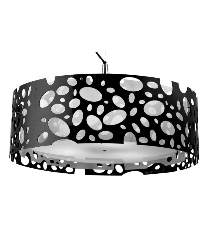 Lupin Pendant 4 Light E27, Gloss Black/White Acrylic/Polished Chrome, CFL Lamps INCLUDED