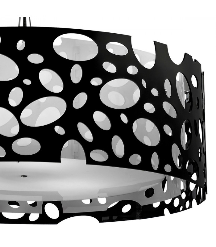 Lupin Pendant 4 Light E27, Gloss Black/White Acrylic/Polished Chrome, CFL Lamps INCLUDED