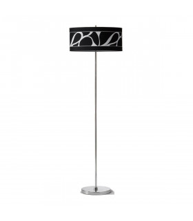 Manhattan Floor Lamp 3 Light L1/SGU10 Polished Chrome/Frosted Glass With Black Patterned Shade CFL Lamps INCLUDED-1