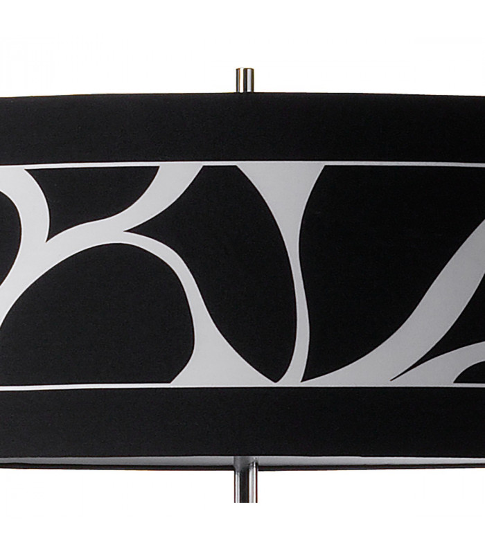 Manhattan Floor Lamp 3 Light L1/SGU10 Polished Chrome/Frosted Glass With Black Patterned Shade CFL Lamps INCLUDED-8